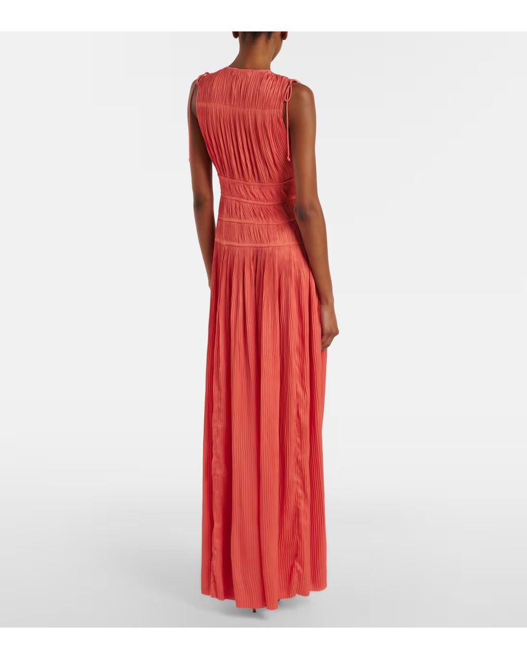 Ulla Johnson Red Tasneem Plissé Satin Gown