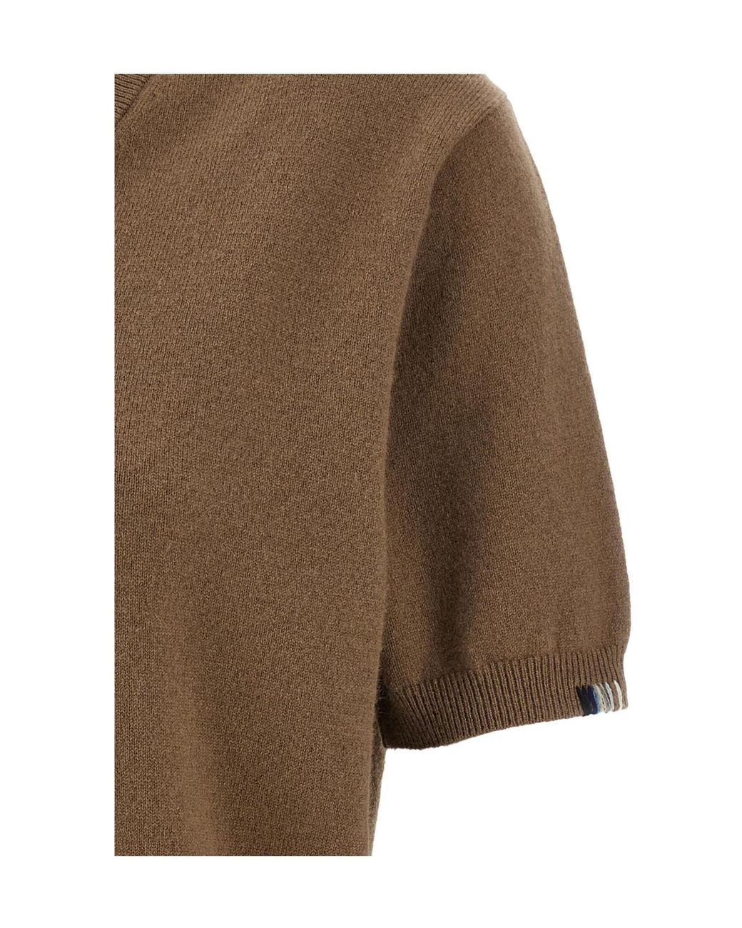 Extreme Cashmere Brown Martina Short-Sleeve V-Neck Sweater