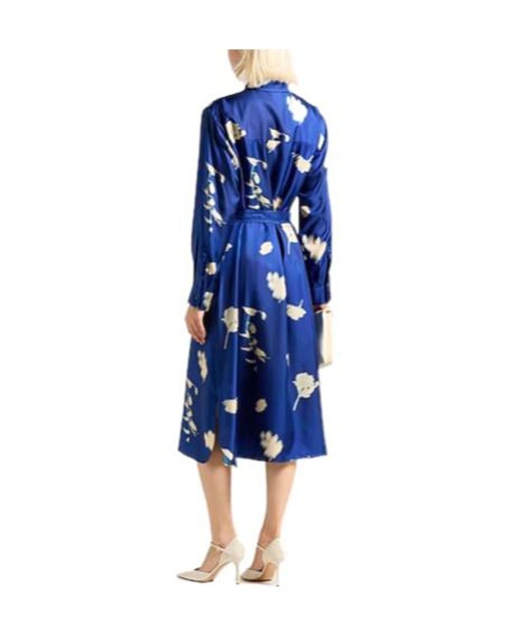 Max Mara Blue Printed Longsleeve Shirt Dress
