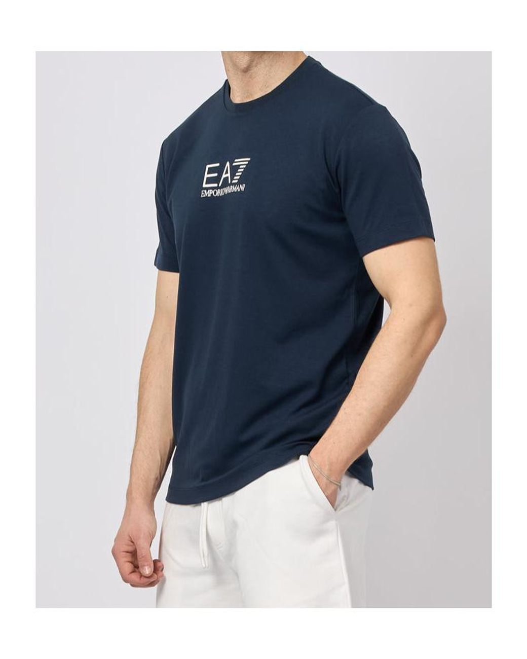 EA7 Blue Short-Sleeved T-Shirt for men