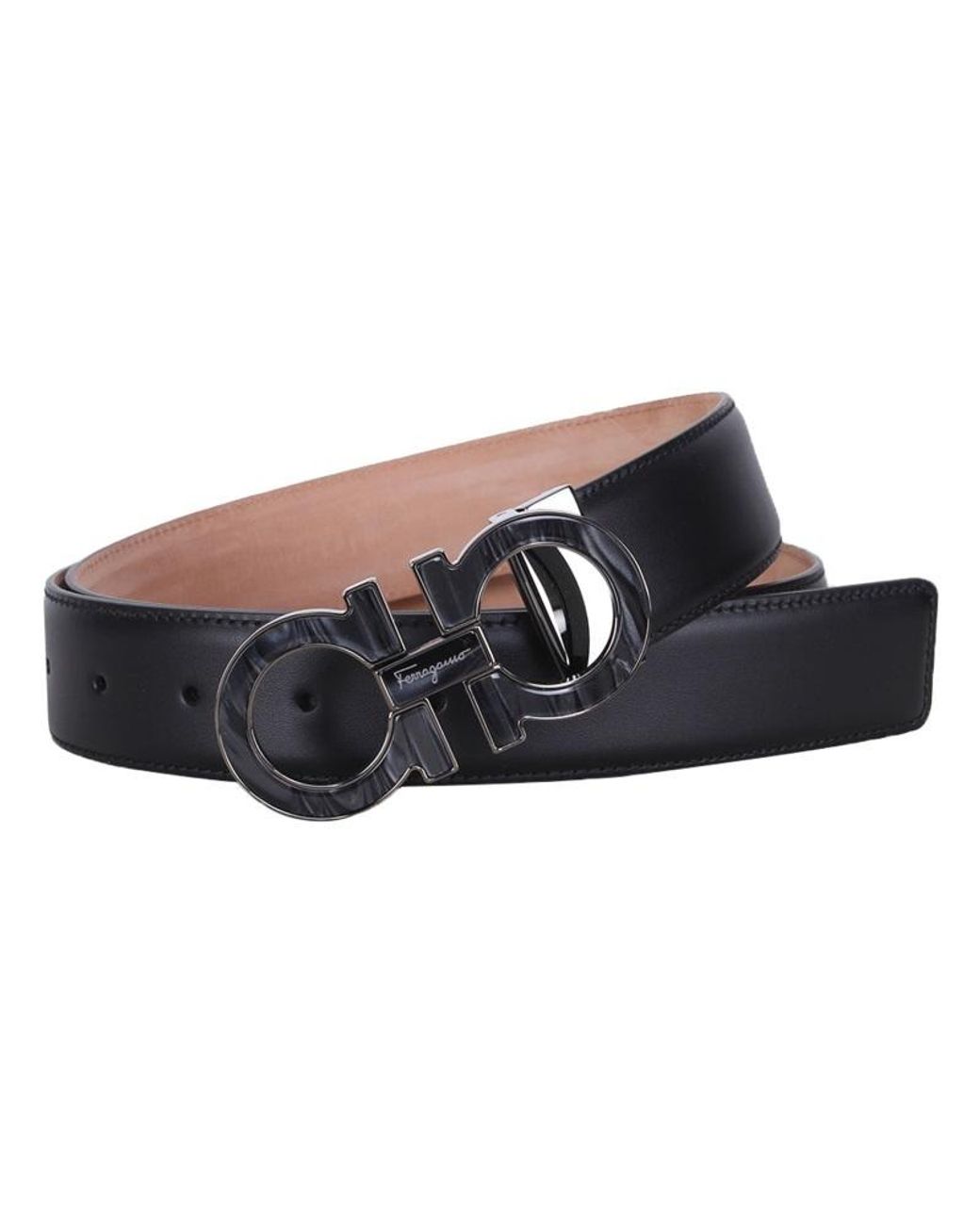 Ferragamo White Logo Buckle Belt for men