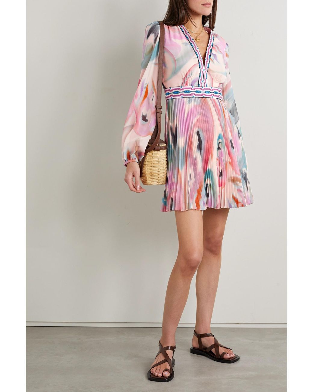 Etro Pink Butterfly Wing Print Chiffon Dress