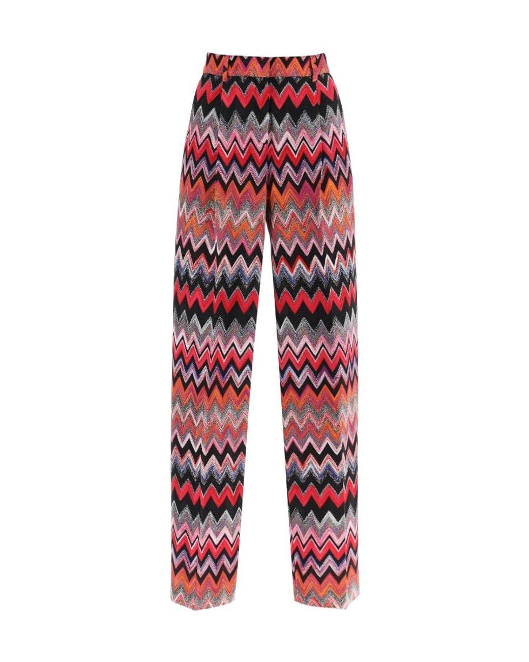 Missoni Red Zig Zag Pattern Wide-Leg Pants