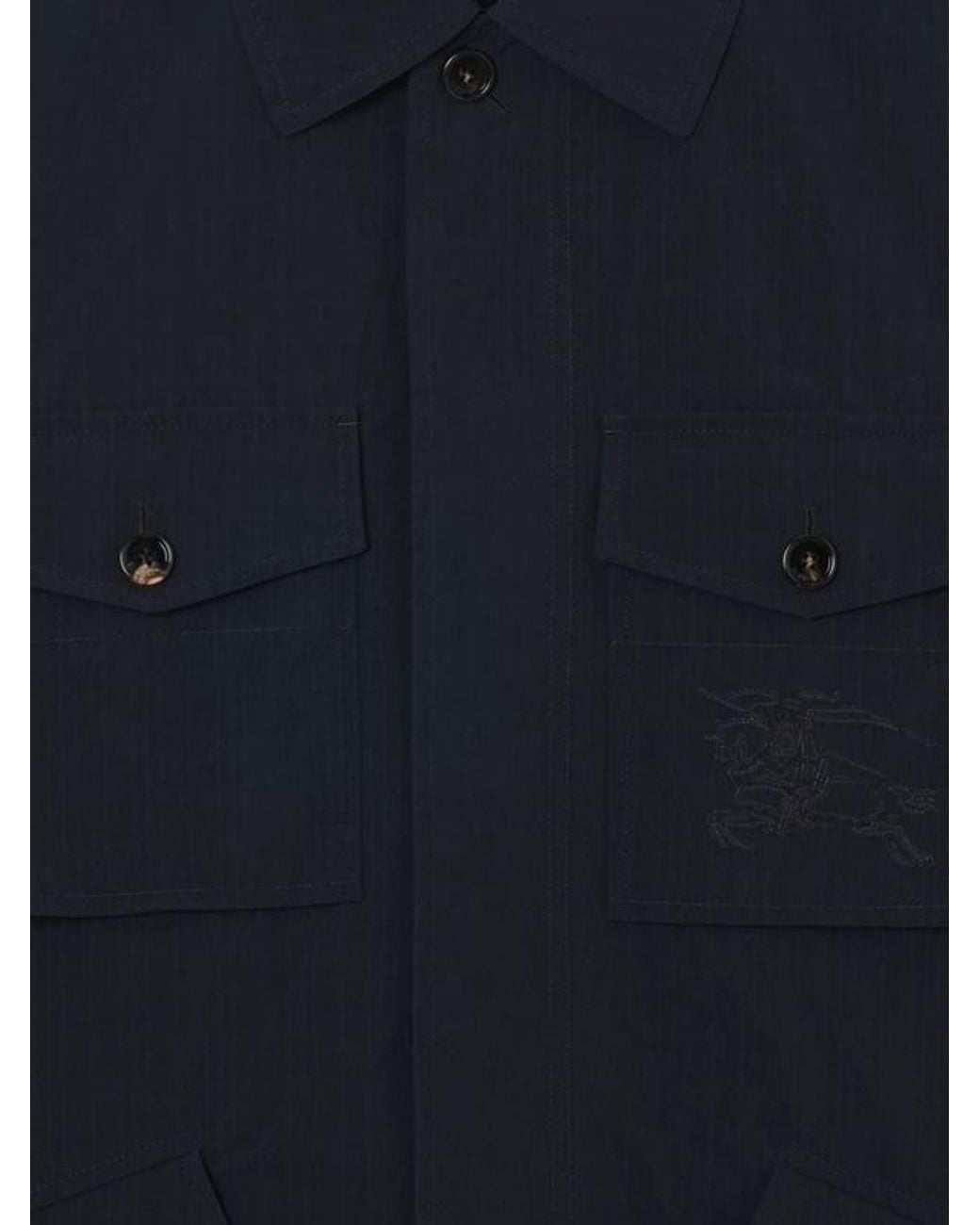 Burberry Blue Ekd Embroidered Long Sleeved Jacket for men