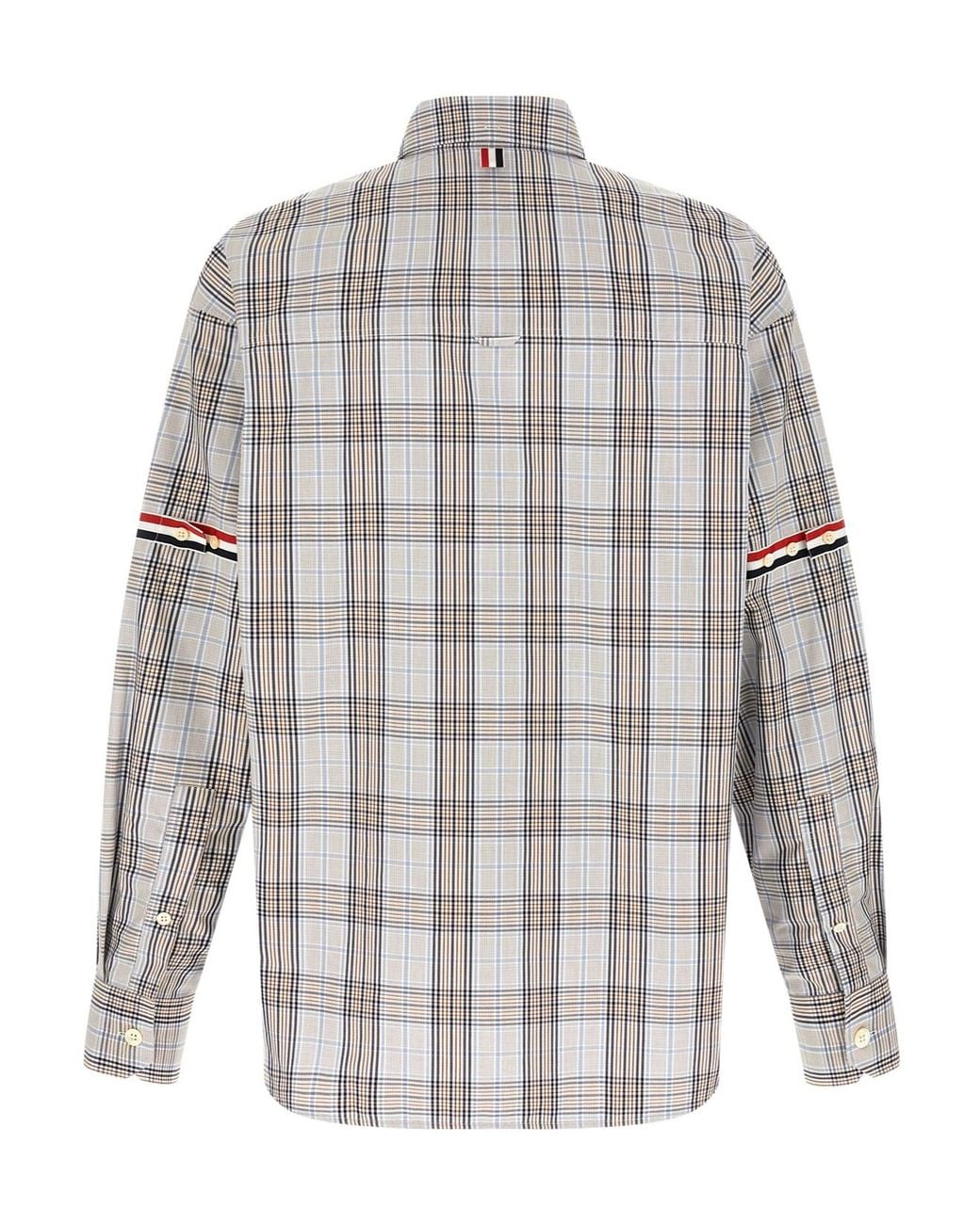 Thom Browne Gray Oversized Plaid Armband Shirt for men