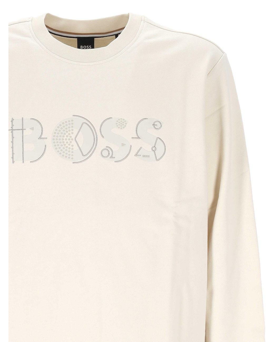 Boss Natural Boss Logo Printed Crewneck Sweatshirt for men