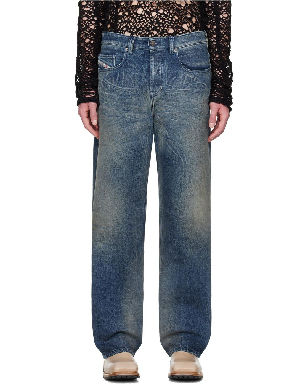 DIESEL Blue 2001 D-Macro Wide Leg Jeans for men