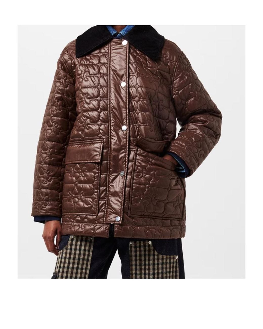 Ganni Brown Quilted Design Jacket