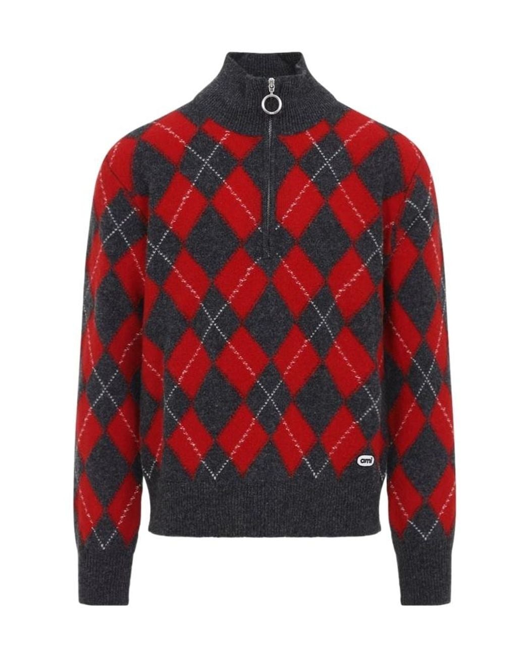 AMI Red Long-Sleeve Knit Top for men