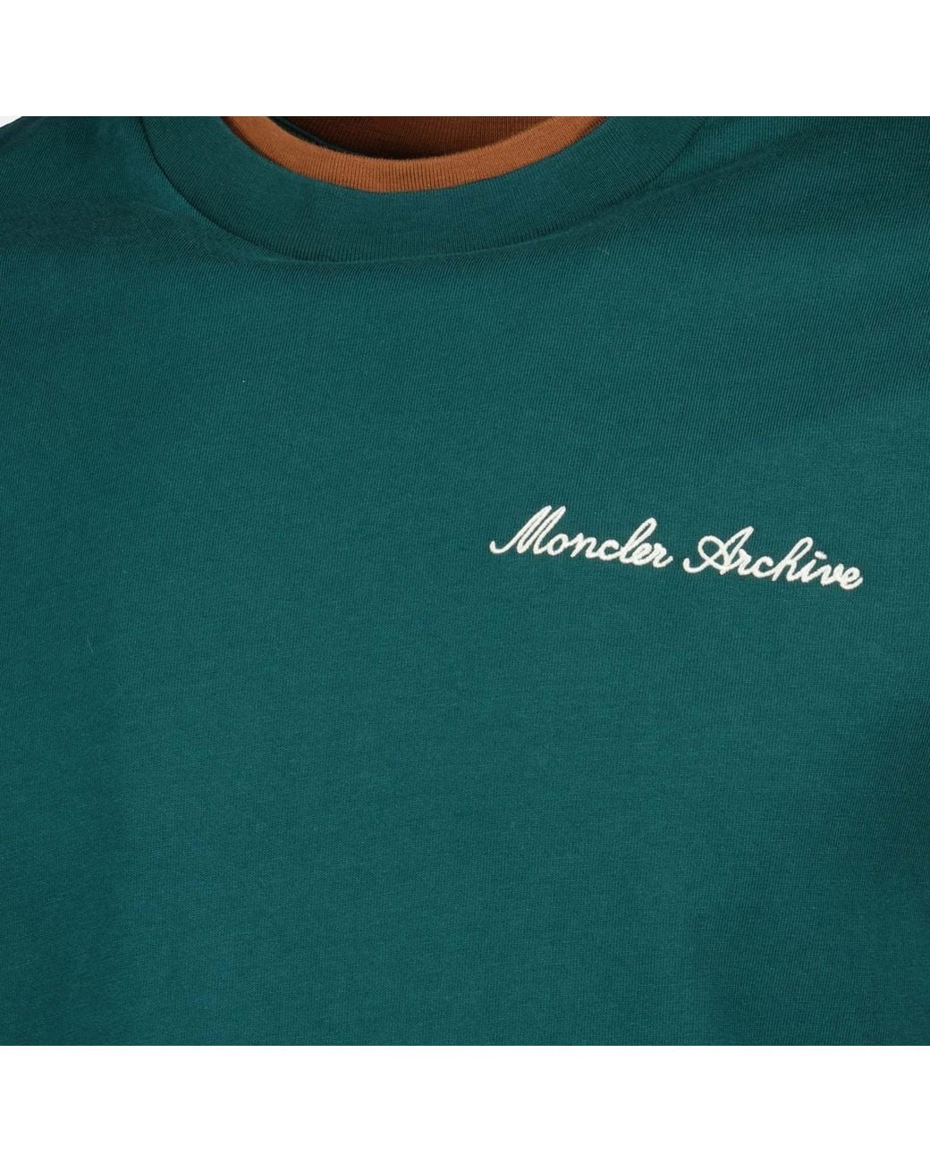 Moncler Green Logo Embroidered Crewneck T-Shirt for men