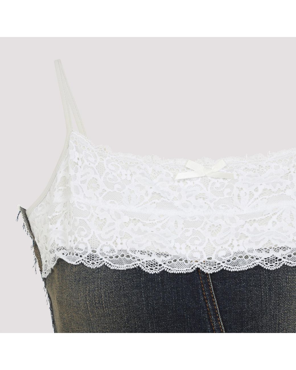 Balenciaga Blue Lace Detailed Denim Top