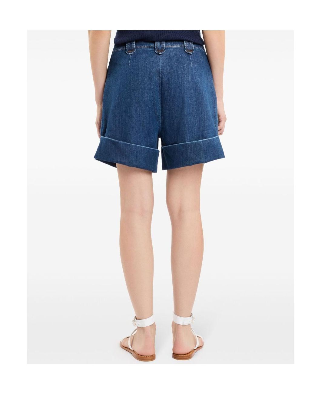 Fay Blue Logo Embroidered Denim Shorts
