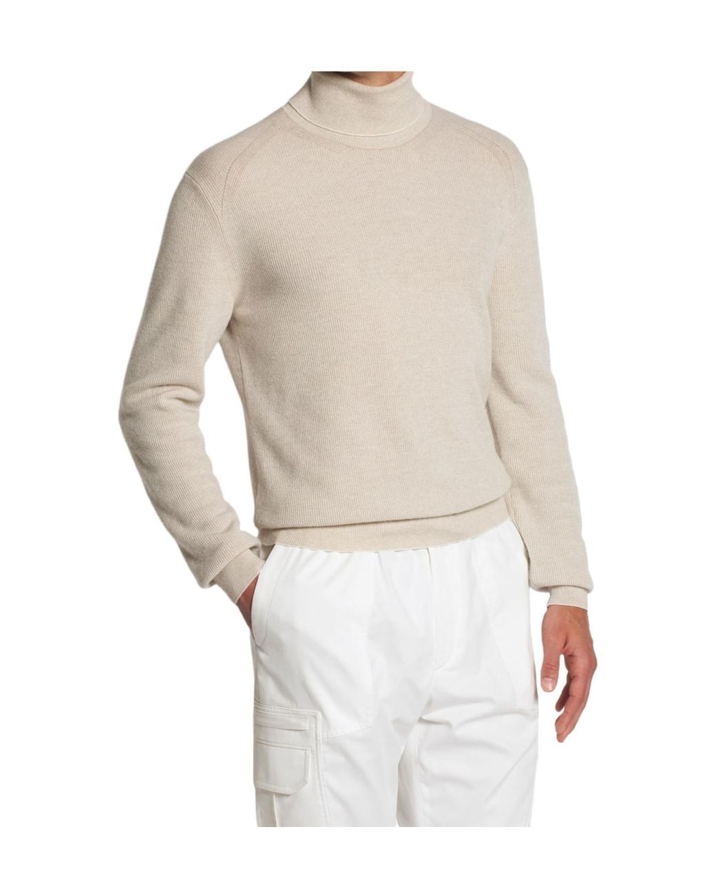 Brioni White Turtleneck Knitted Jumper for men