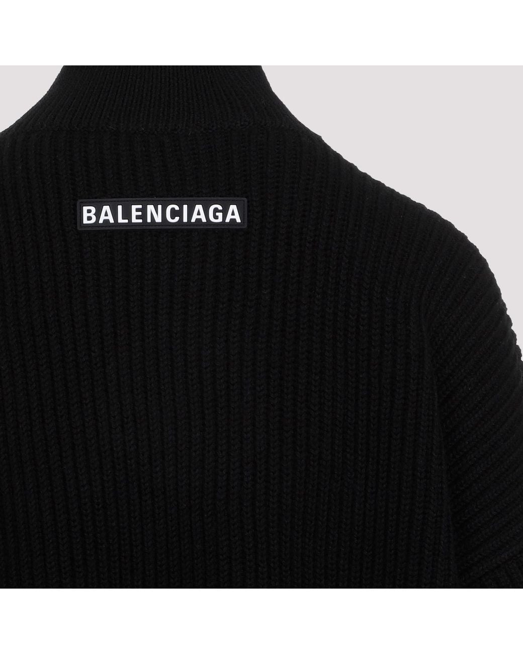 Balenciaga Black Half-Zip High Neck Poncho for men