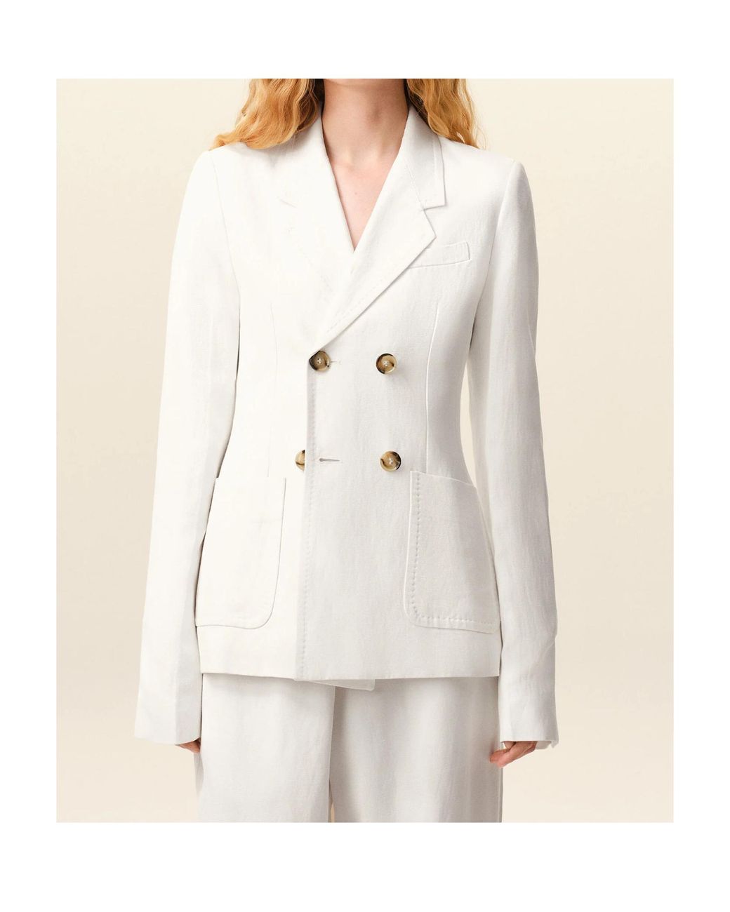 AMI White Ami Double Breasted V-Neck Blazer