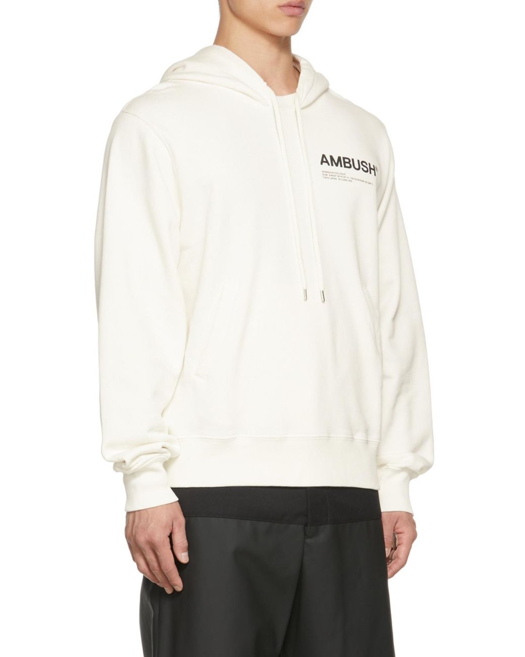 Ambush White Fleece Workshop Hoodie Tofu for men