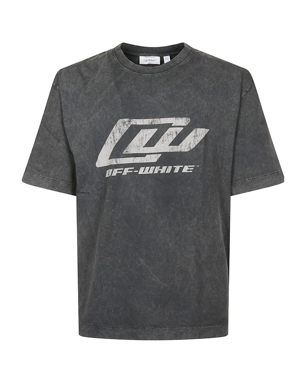Off-White c/o Virgil Abloh Gray Racing Logo Graphic T-Shirt for men