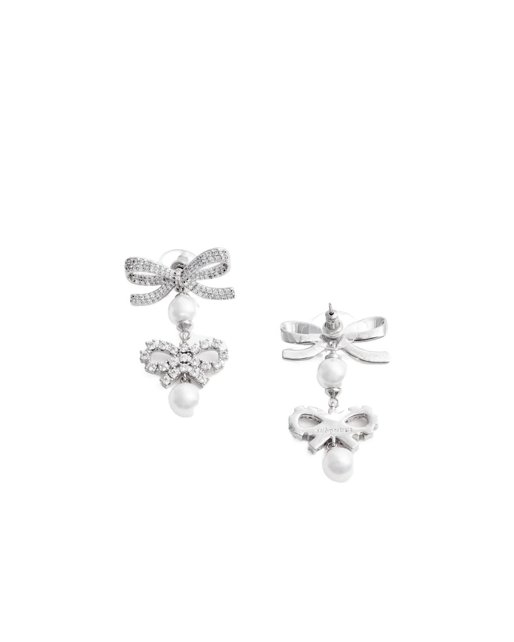 Self-Portrait White Double Bow Pearl Earrings