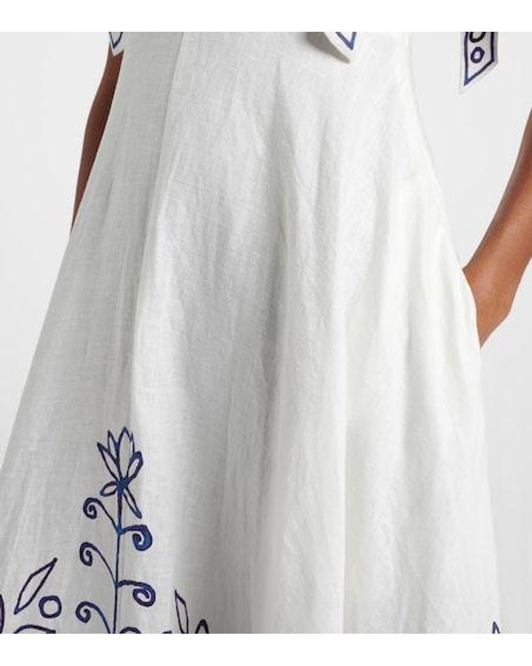 ALÉMAIS White Printed Linen Maxi Dress
