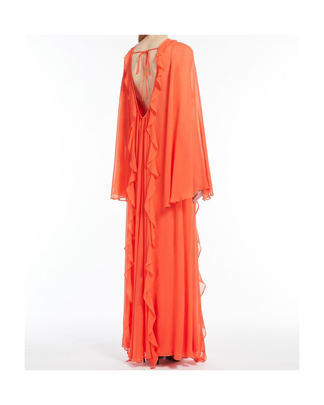 Max Mara Red Georgette Ruffle Dress