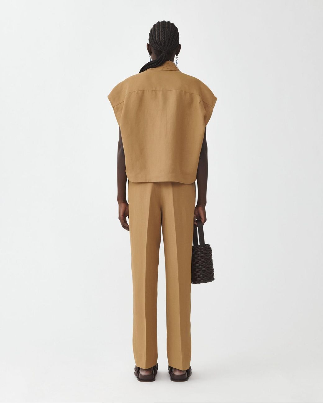 Fabiana Filippi Brown Beaded Twill Shirt