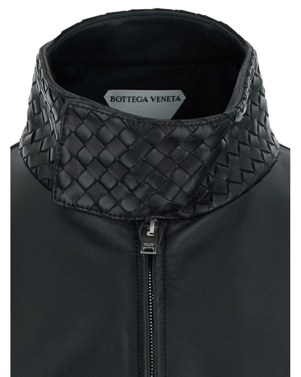 Bottega Veneta Black Long Sleeve Leather Jacket for men