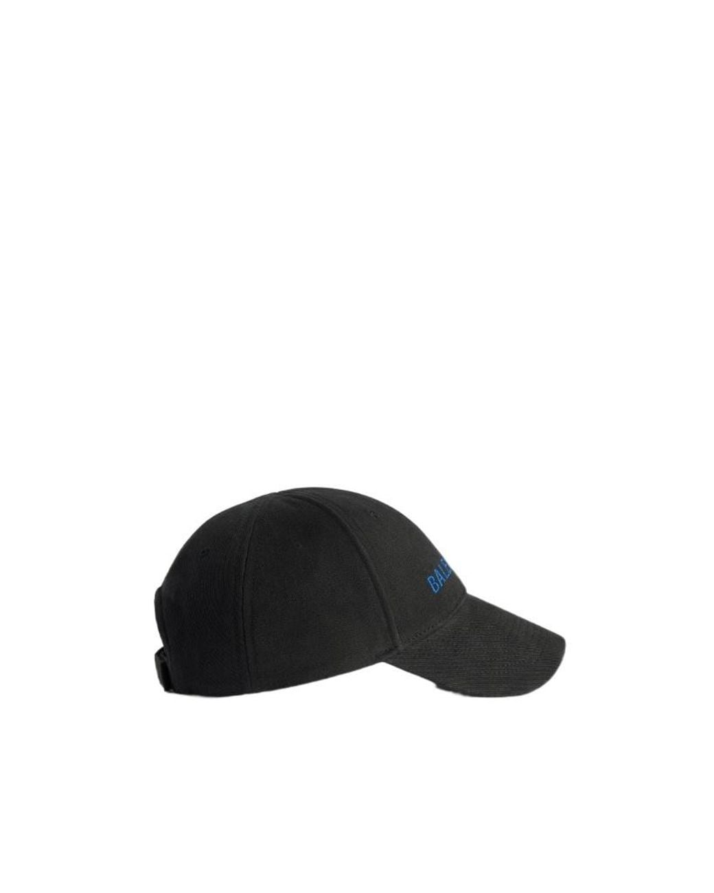 Balenciaga Black Logo Embroidered Cap for men