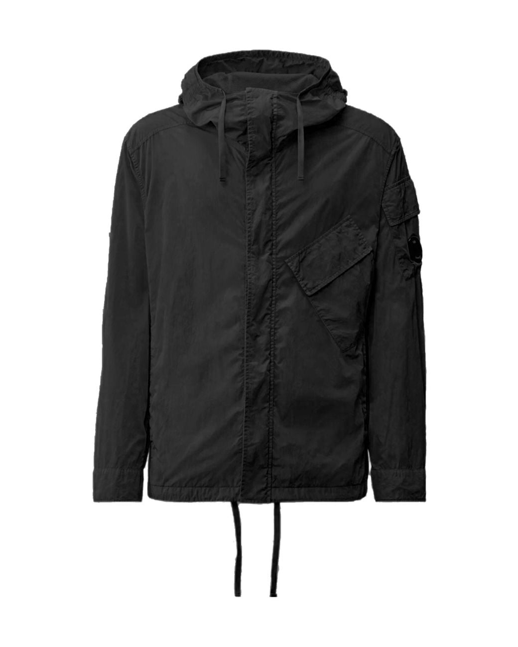C P Company Black Hooded Lens Jacket for men