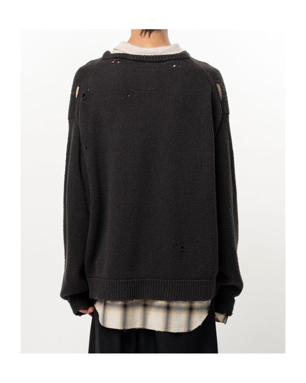 Maison Mihara Yasuhiro Black Triple Layered Collared Knit Sweater for men
