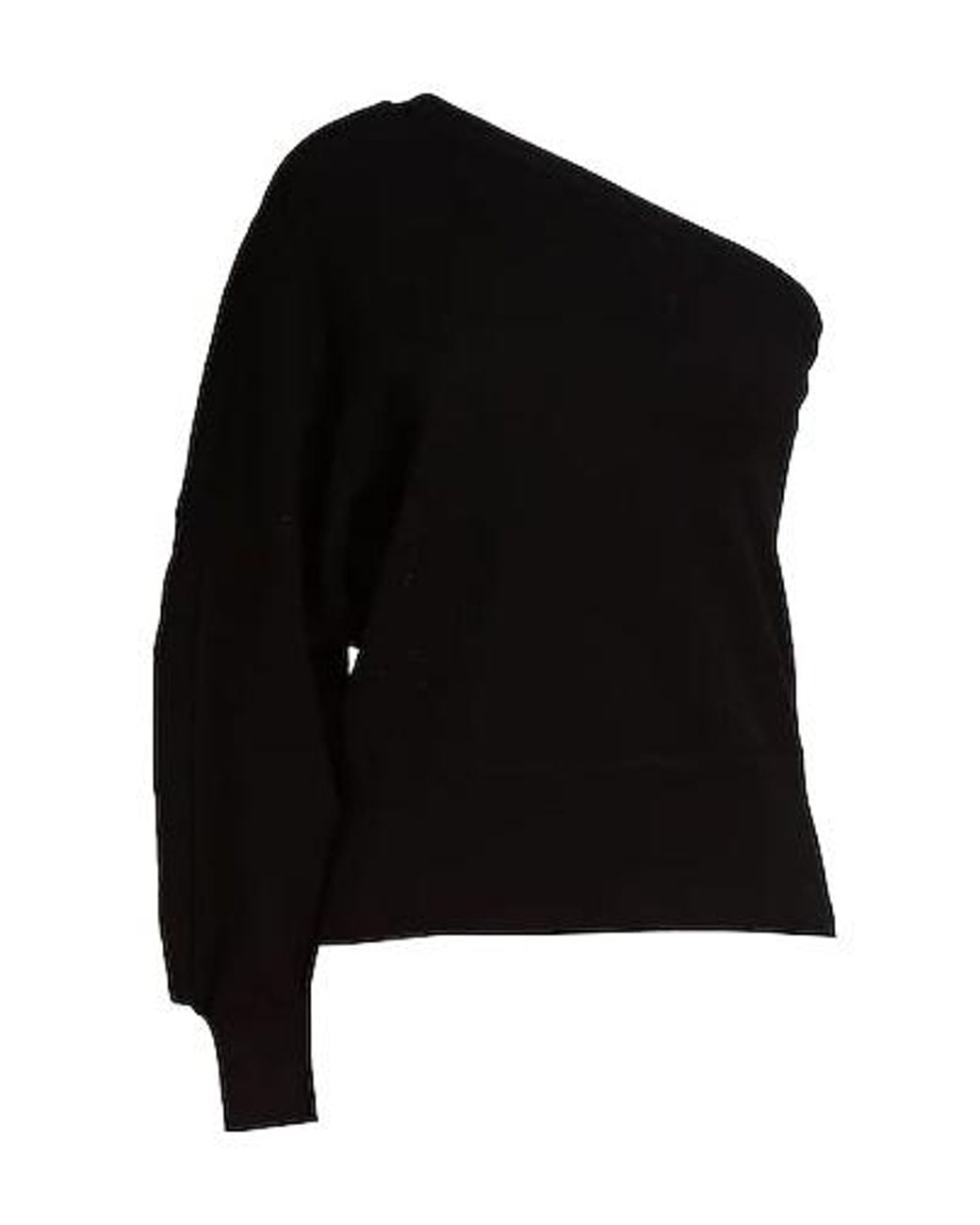 Max Mara Black Solid Color Knit One-Shoulder Top