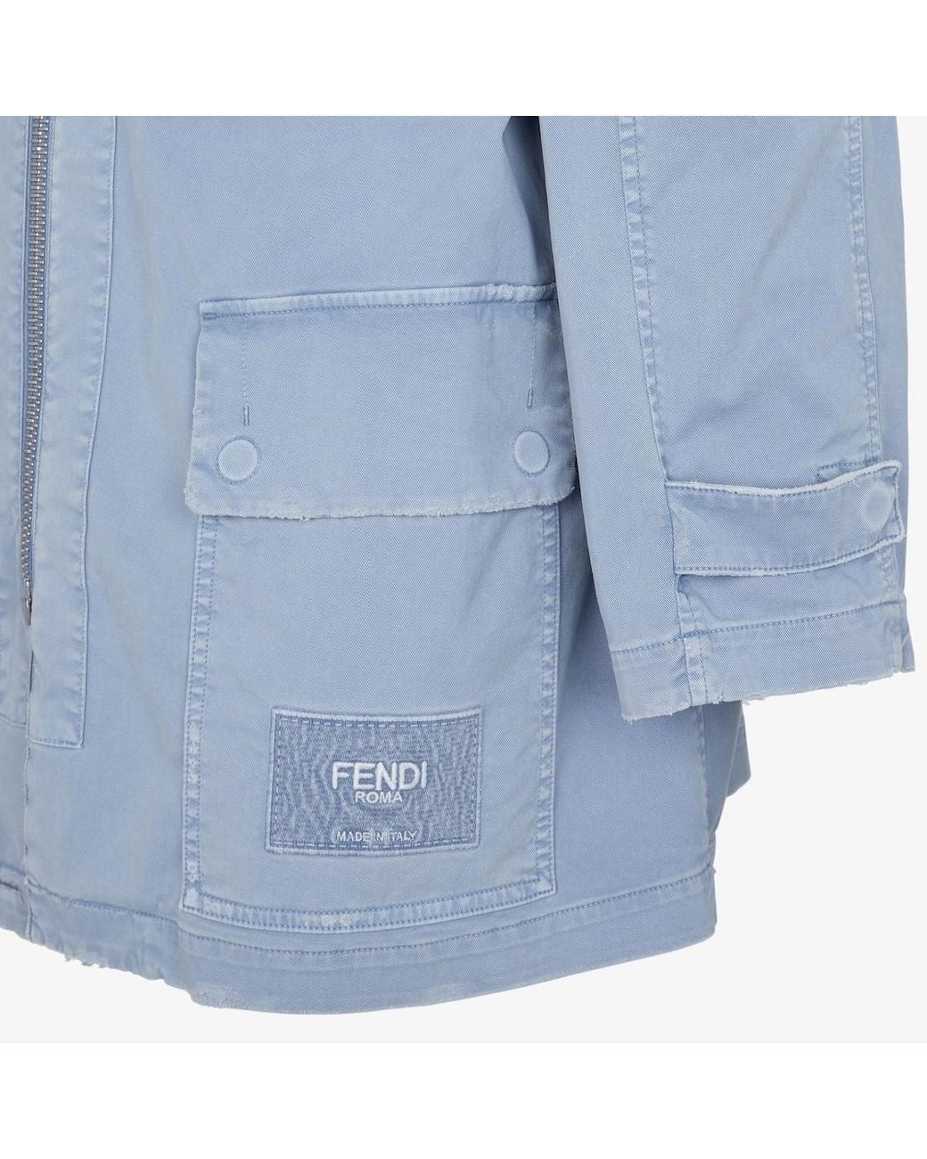 Fendi Blue Gabardine Parka for men