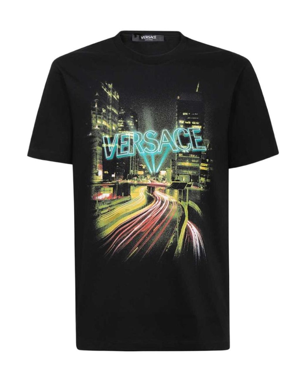 Versace Black Logo-Printed Crewneck T-Shirt for men
