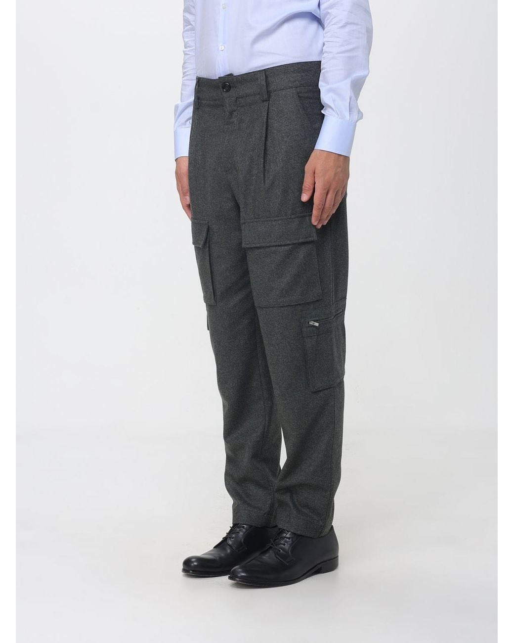 Brunello Cucinelli Gray Pleated Cargo Pants for men