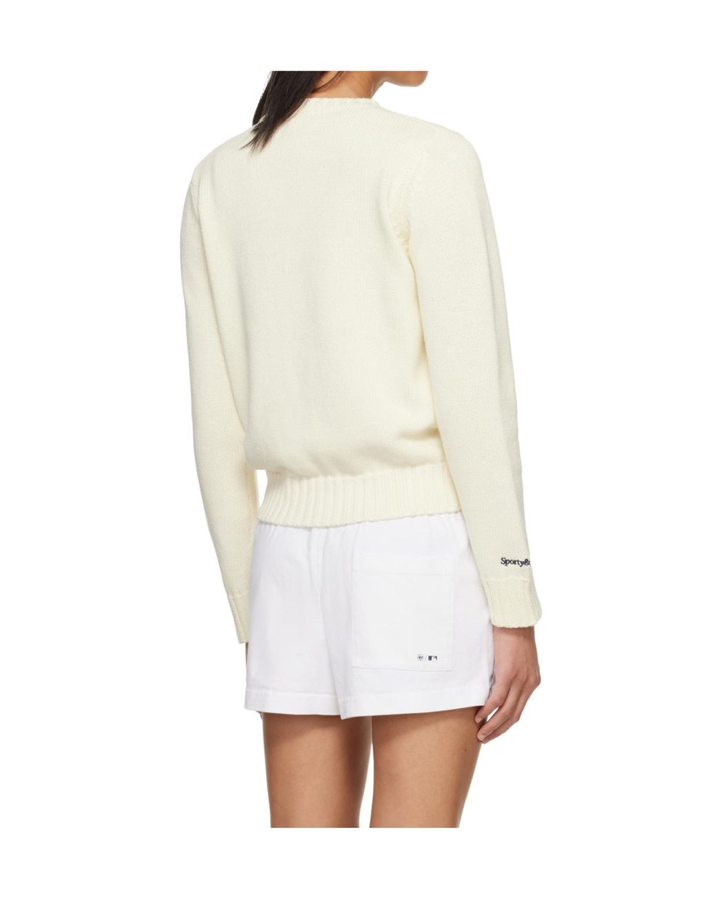 Sporty & Rich White Crew Neck Knit Sweater