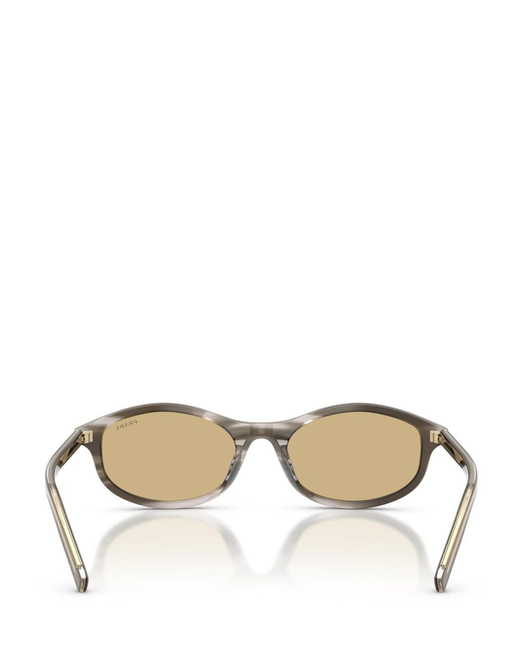 Prada Metallic Striped Oval-Frame Sunglasses