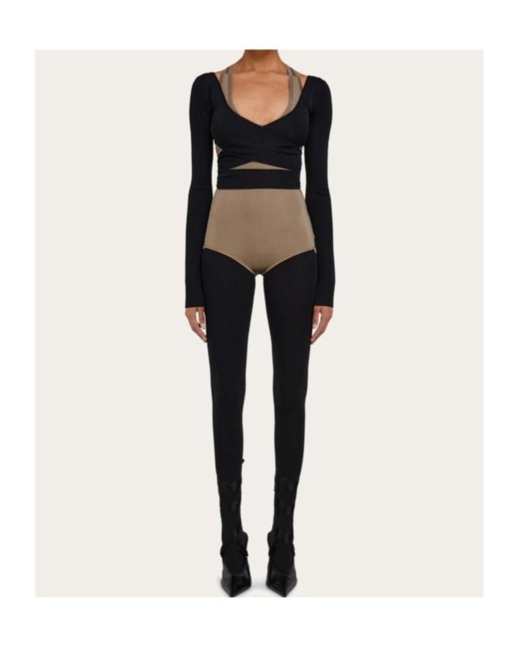 Ferragamo Brown Ferragamo Sleek Racerback Knitted Bodysuit