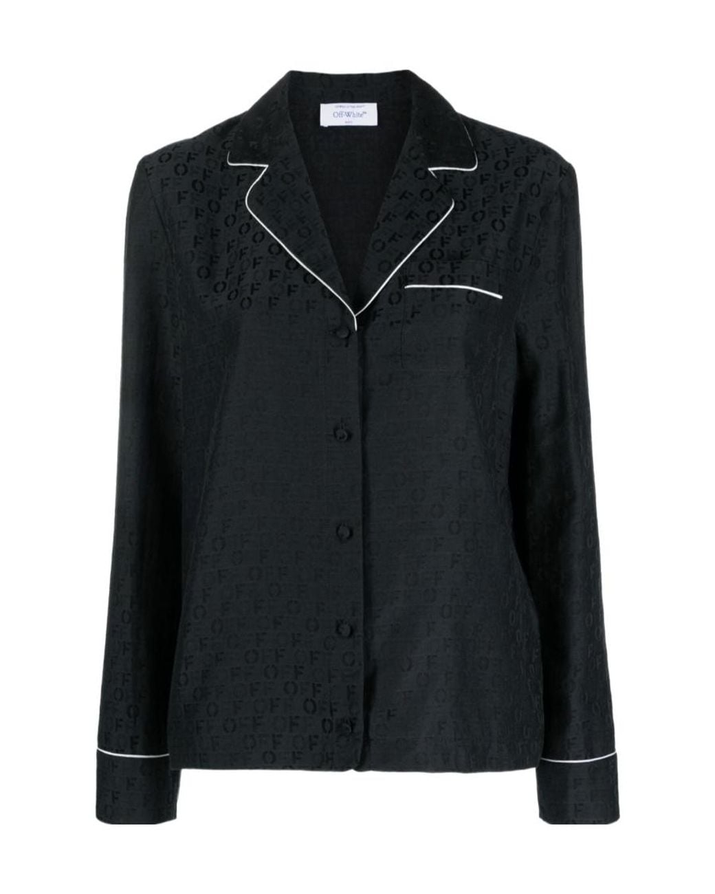 Off-White c/o Virgil Abloh Black Buttoned Long-Sleeved Pyjama Shirt for men