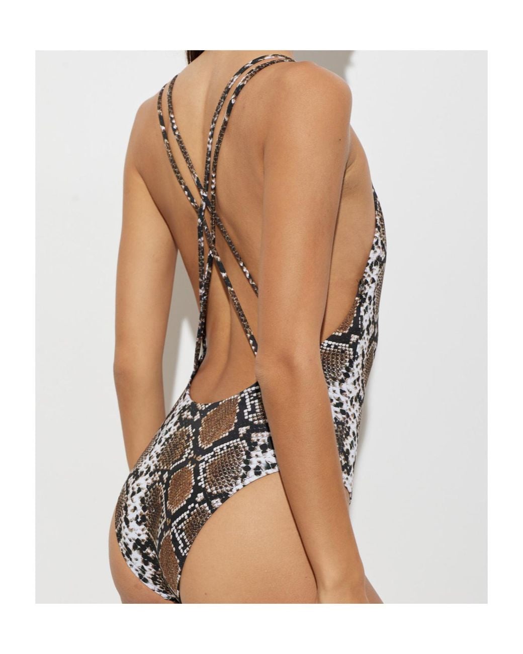 Moschino Brown Embossed One-Piece Swimsuit