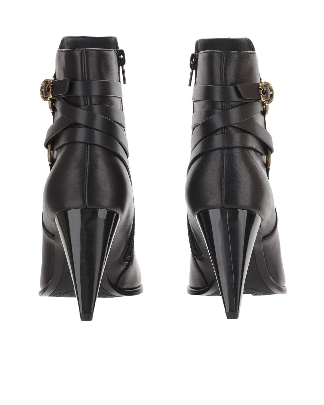 Pinko Black Strappy Heel Ankle Boots