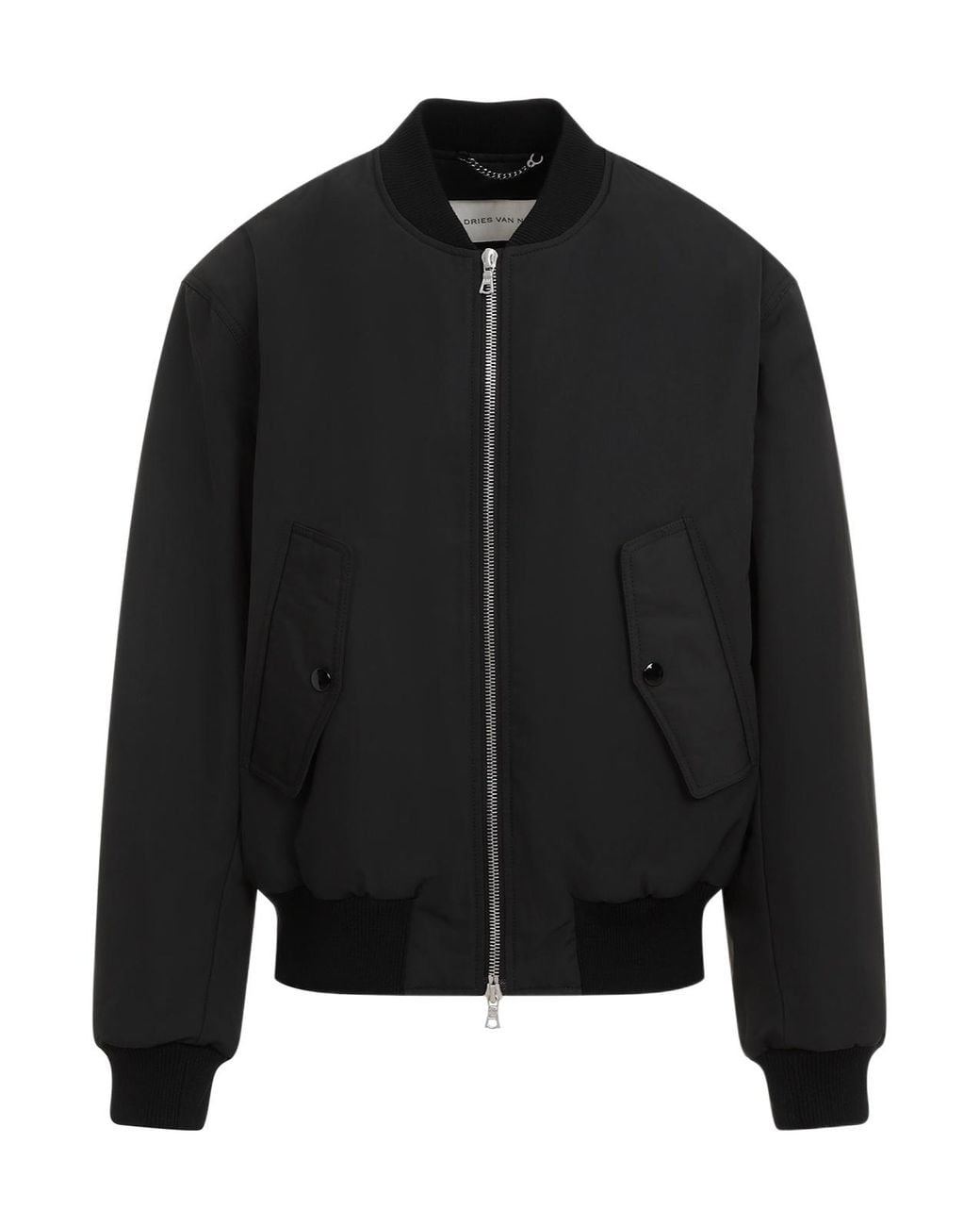 Dries Van Noten Black Zip-Up Bomber Jacket for men