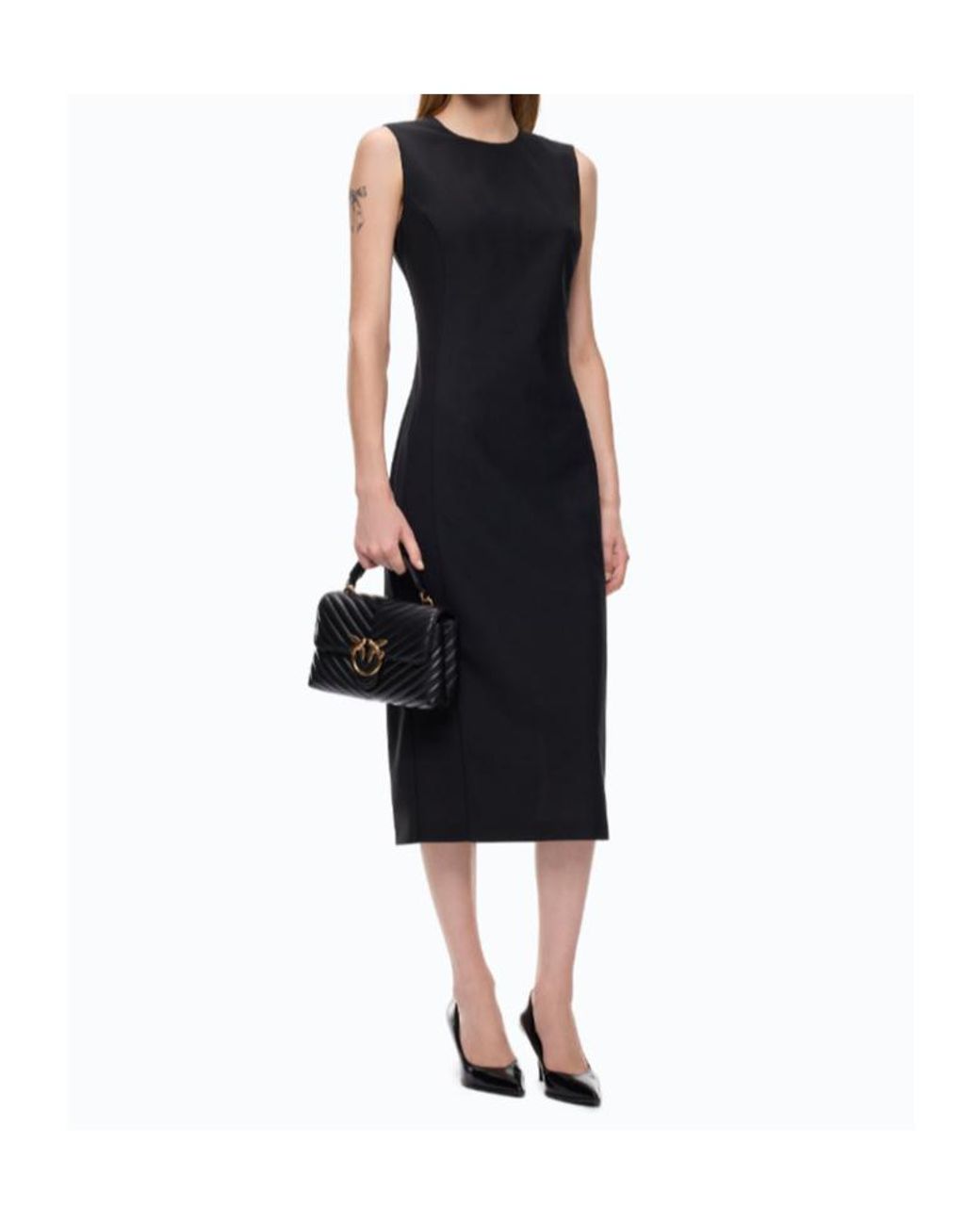 Pinko Black Lace-Up Midi Dress