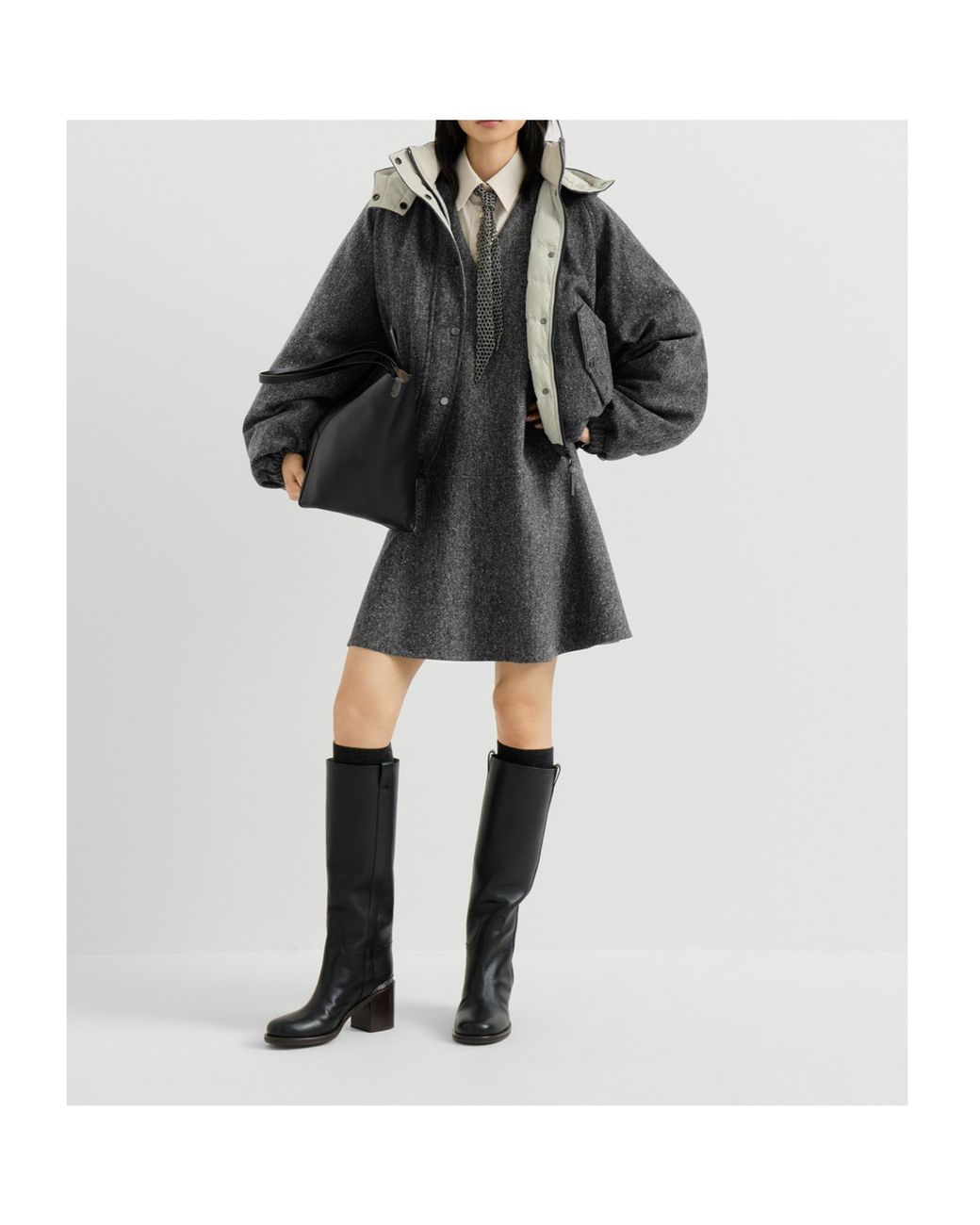 Brunello Cucinelli Gray Donegal Tweed Hooded Jacket