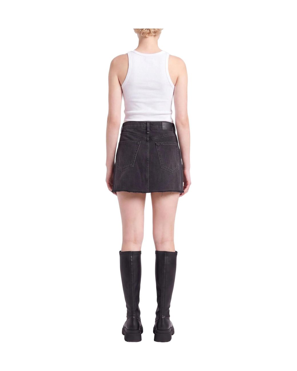 Rag & Bone Black Colorful Denim Midi Skirt