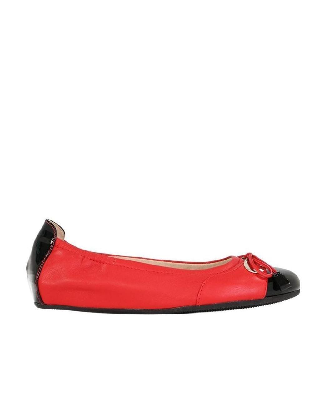 Bally Red Panelled Detail Ballet Flats