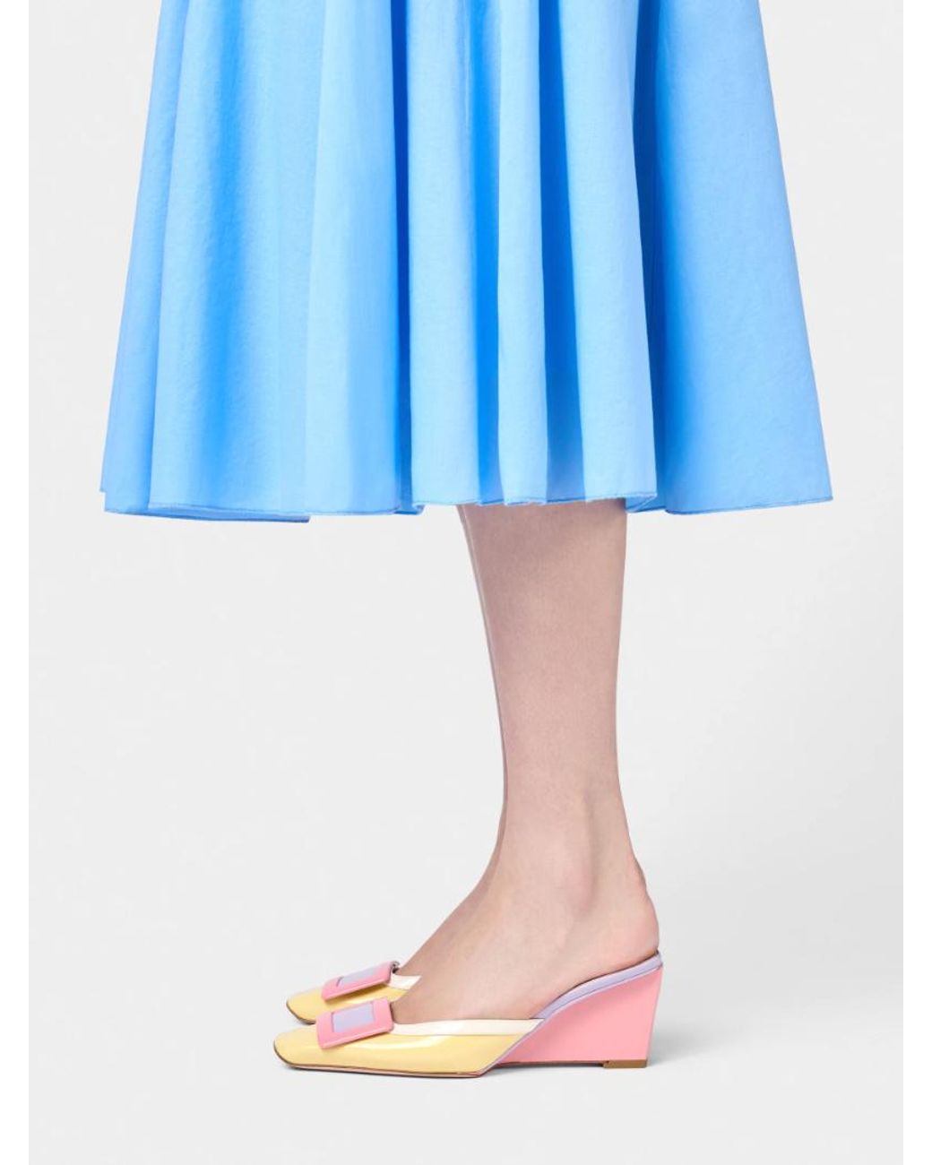 Roger Vivier Pink Belle Vivier Wedge Mules