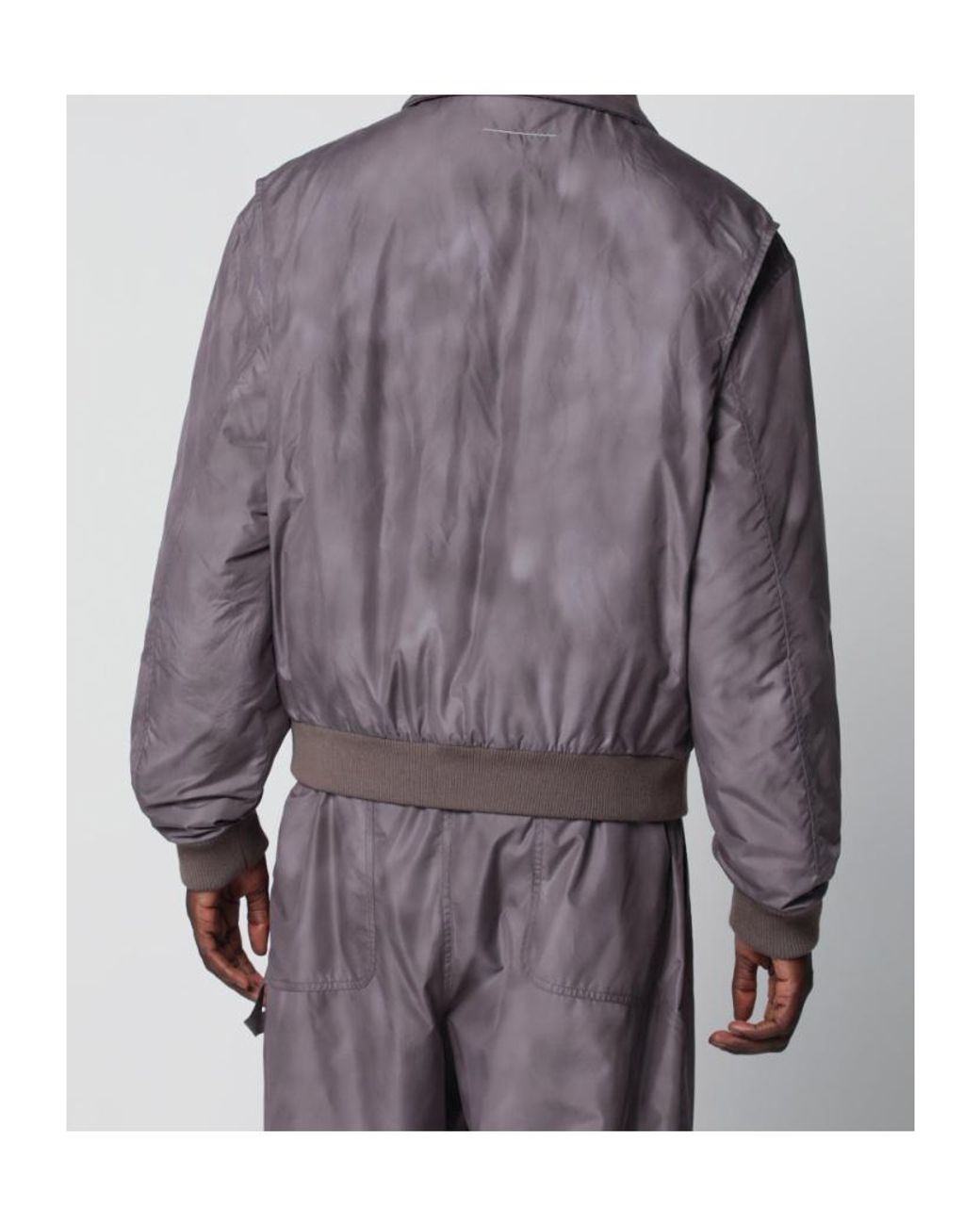 MM6 by Maison Margiela Brown Zip-Up Ribbed-Trim Jacket for men