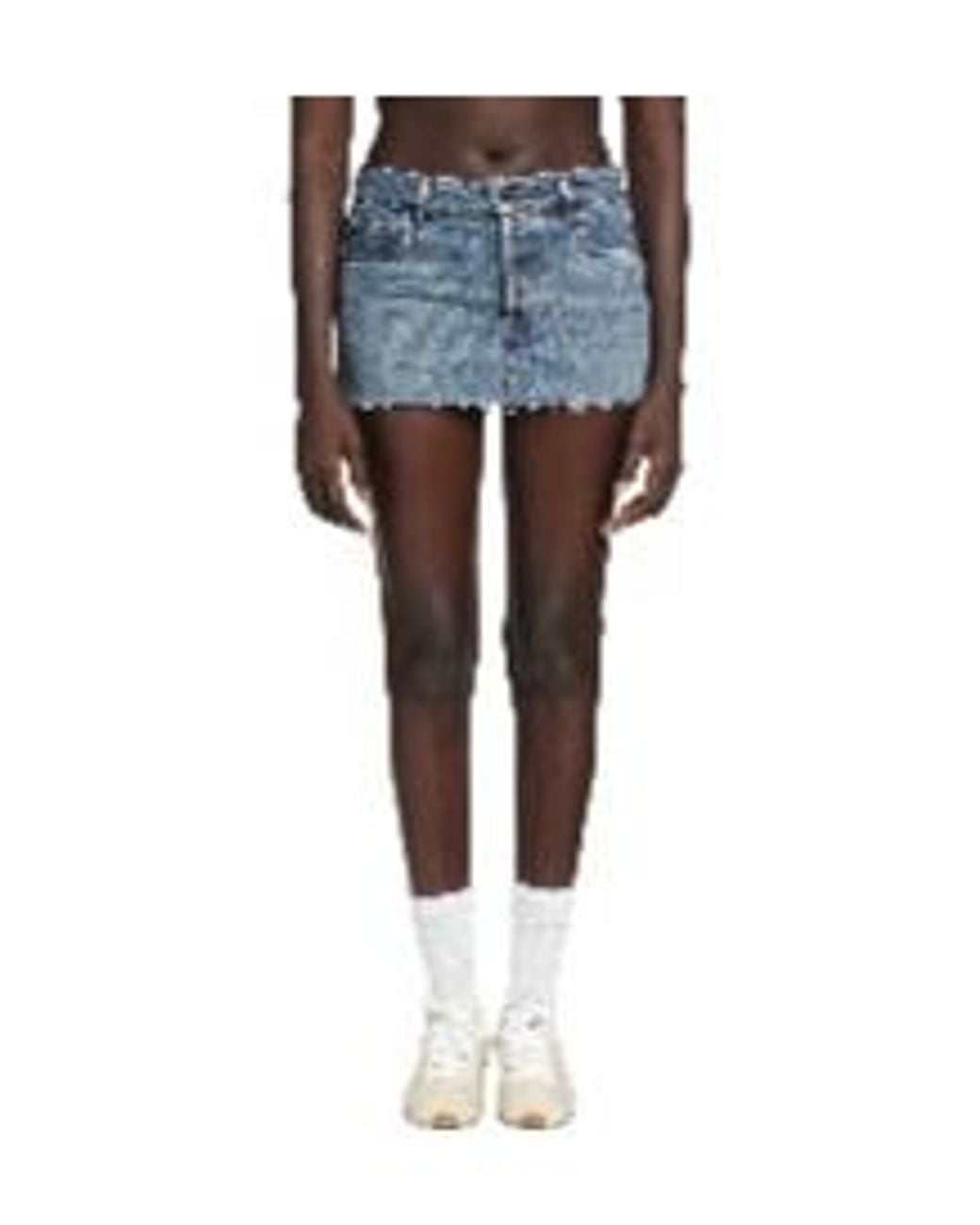 Miu Miu Blue Raw-Edge Denim Mini Skirt