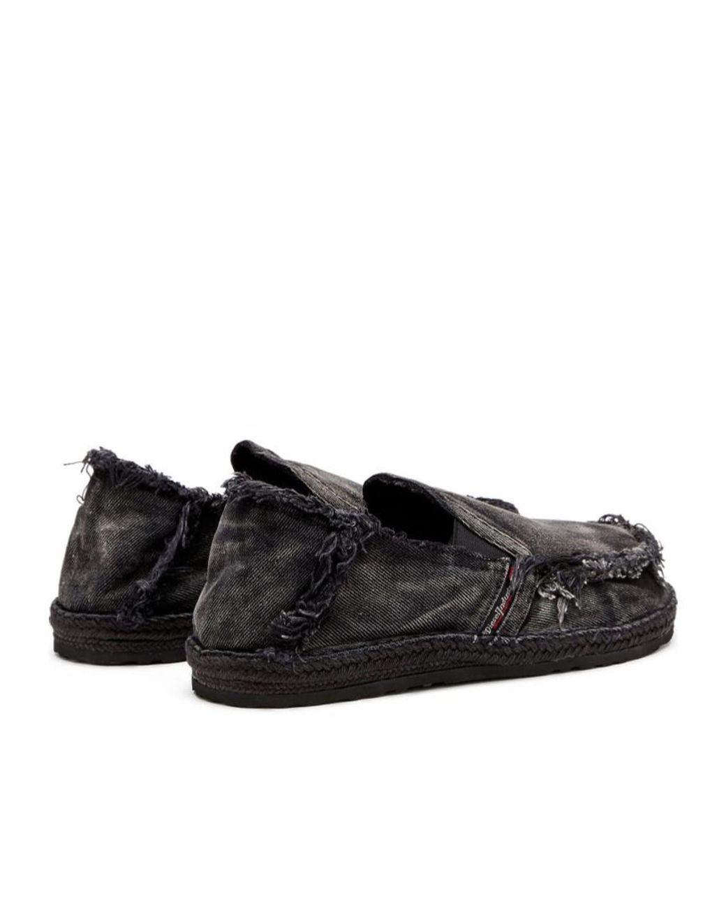 DIESEL Black D-Lukas Frayed Espadrilles for men