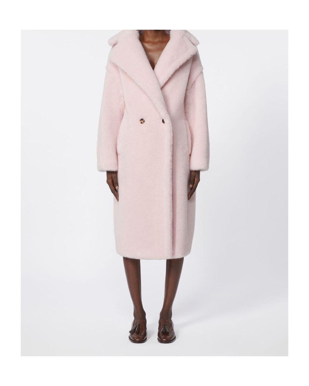 Max Mara Pink Virgin Wool-Cashmere Teddy Overcoat