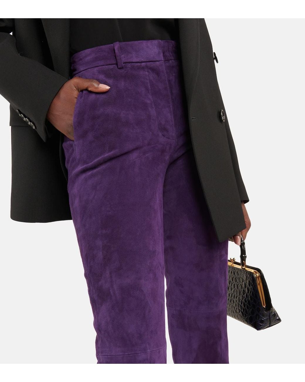 Joseph Purple Pleated Detail Casual Pants